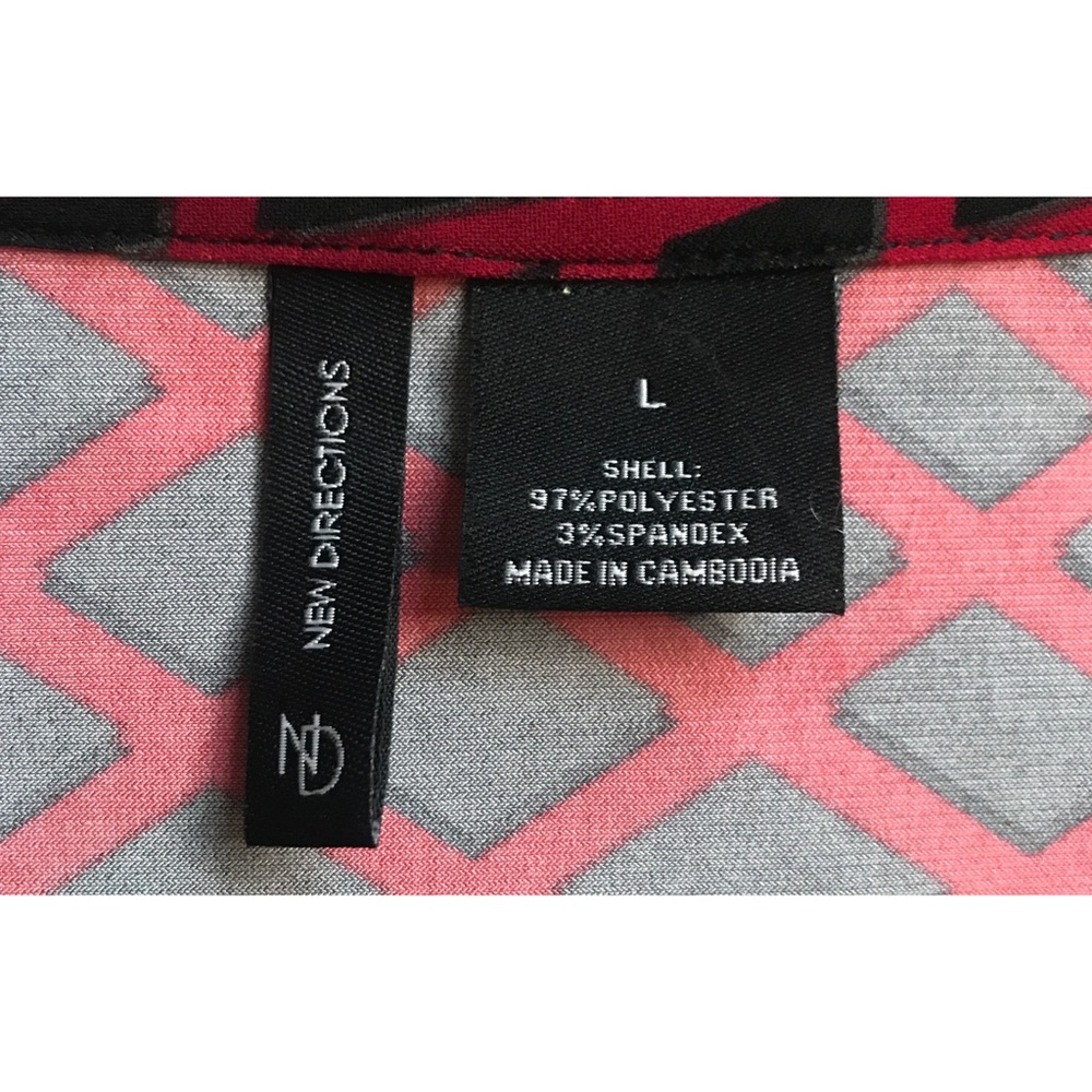 New Directions Large Red Pattern Blouse Top - Picture 4 of 5